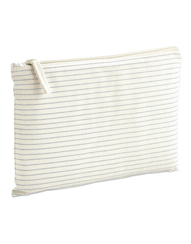 Westford Mill Striped Organic Cotton Accessory Pouch, Grey Stripe, S bedrucken, Art.-Nr. 933281323