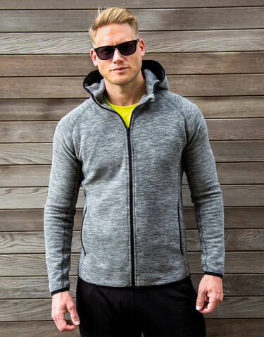 Result Men`s Microfleece Hoodi, Marl Grey/Black, S bedrucken, Art.-Nr. 933331483