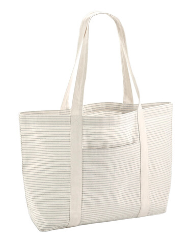 Westford Mill Striped Organic Cotton Shopper, Grey Stripe, One Size bedrucken, Art.-Nr. 934281320