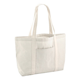 Westford Mill Striped Organic Cotton Shopper, Grey Stripe, One Size bedrucken, Art.-Nr. 934281320