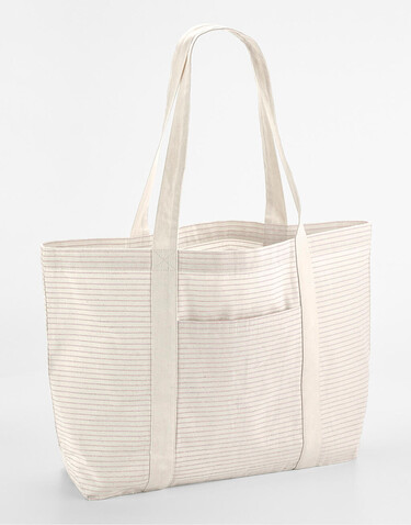 Westford Mill Striped Organic Cotton Shopper, Grey Stripe, One Size bedrucken, Art.-Nr. 934281320