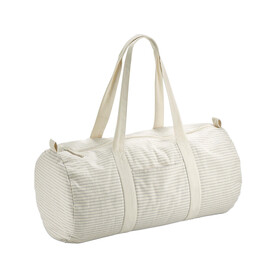 Westford Mill Striped Organic Cotton Barrel Bag, Grey Stripe, One Size bedrucken, Art.-Nr. 935281320