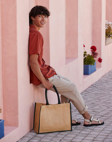 Westford Mill Natural Starched Jute Classic Shopper, Natural/Olive Green, One Size bedrucken, Art.-Nr. 937280800 Westford Mill Natural Starched Jute Classic Shopper, Natural/Olive Green, One Size bedrucken, Art.-Nr. 937280800