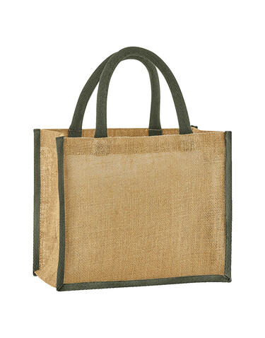 Westford Mill Natural Starched Jute Midi Tote, Natural/Olive Green, One Size bedrucken, Art.-Nr. 938280800