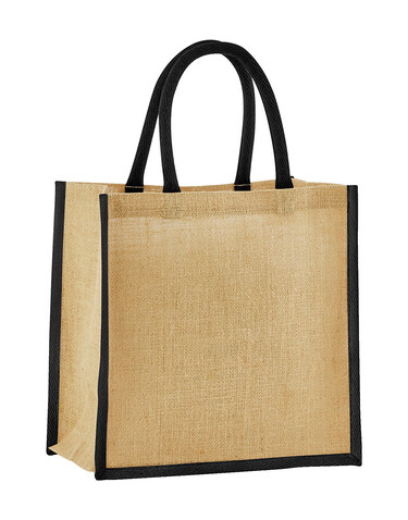 Westford Mill Natural Starched Jute Mini Gift Bag, Natural/Black, One Size bedrucken, Art.-Nr. 940280560