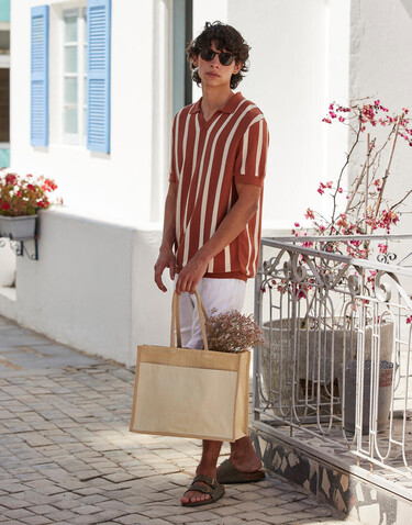 Westford Mill Cotton Pocket Natural Starched Jute Shopper, Natural, One Size bedrucken, Art.-Nr. 941280080