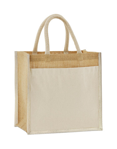 Westford Mill Cotton Pocket Natural Starched Jute Midi Tote, Natural, One Size bedrucken, Art.-Nr. 942280080
