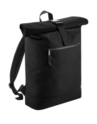 Bag Base Recycled Roll-Top Backpack, Black, One Size bedrucken, Art.-Nr. 942291010