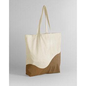 Westford Mill Organic Cotton Wave Print Maxi Tote, Natural/Caramel, One Size bedrucken, Art.-Nr. 947280520