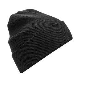 Beechfield Organic Cotton Original Cuffed Beanie, Black, One Size bedrucken, Art.-Nr. 949691010