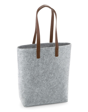 Bag Base Premium Felt Tote, Grey Melange/Tan, One Size bedrucken, Art.-Nr. 950291790 Bag Base Premium Felt Tote, Grey Melange/Tan, One Size bedrucken, Art.-Nr. 950291790