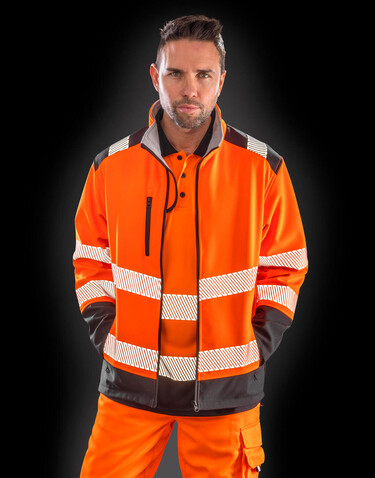 Result Printable Ripstop Safety Softshell, Fluorescent Orange/Black, L bedrucken, Art.-Nr. 951334785