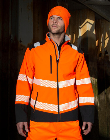 Result Printable Ripstop Safety Softshell, Fluorescent Orange/Black, S bedrucken, Art.-Nr. 951334783