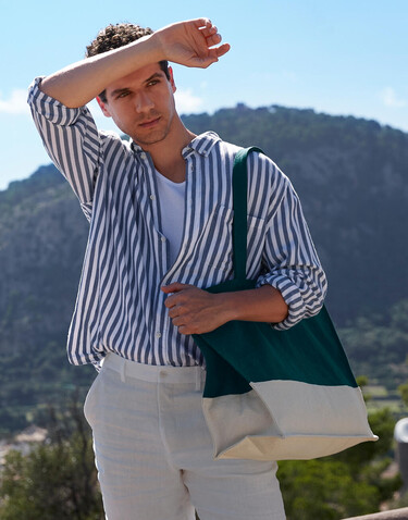 Westford Mill EarthAware® Organic Contrast Shopper, Black/Natural, One Size bedrucken, Art.-Nr. 952281530