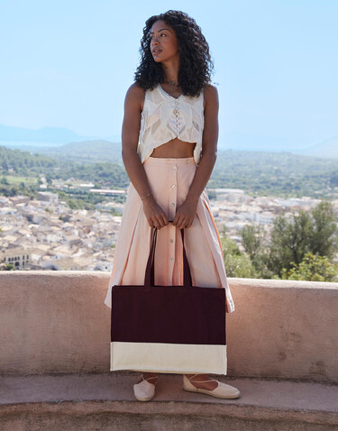 Westford Mill EarthAware® Organic Contrast Shopper, Black/Natural, One Size bedrucken, Art.-Nr. 952281530