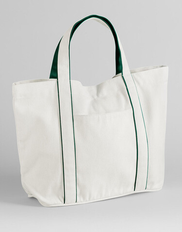 Westford Mill Courtside Medium Tote, Soft White/Bottle Green, One Size bedrucken, Art.-Nr. 953280830