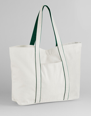 Westford Mill Courtside Large Tote, Soft White/Bottle Green, One Size bedrucken, Art.-Nr. 954280830
