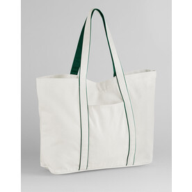 Westford Mill Courtside Large Tote, Soft White/Bottle Green, One Size bedrucken, Art.-Nr. 954280830
