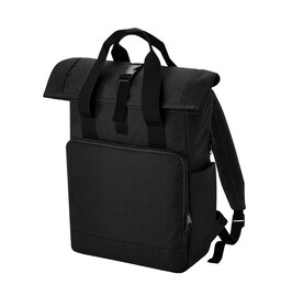 Bag Base Recycled Twin Handle Roll-Top Laptop Backpack, Black, One Size bedrucken, Art.-Nr. 959291010