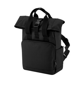 Bag Base Recycled Mini Twin Handle Roll-Top Backpack, Black, One Size bedrucken, Art.-Nr. 960291010