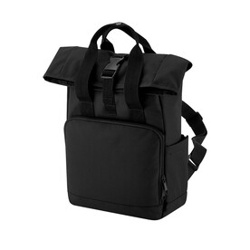 Bag Base Recycled Mini Twin Handle Roll-Top Backpack, Black, One Size bedrucken, Art.-Nr. 960291010
