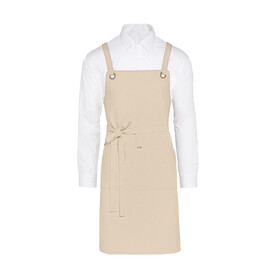 SG ACCESSORIES - BISTRO PROVENCE - Crossover Eyelets Bib Apron with Pocket, Natural, One Size bedrucken, Art.-Nr. 965590080