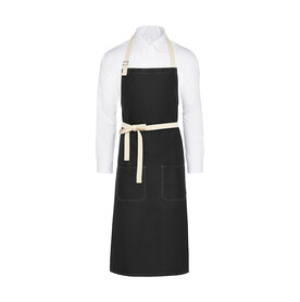 SG ACCESSORIES - BISTRO SANTORINI - Contrasted Bib Apron with Pocket, Black, One Size bedrucken, Art.-Nr. 966591010