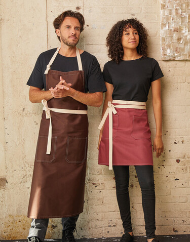 SG ACCESSORIES - BISTRO SANTORINI - Contrasted Bib Apron with Pocket, Black, One Size bedrucken, Art.-Nr. 966591010
