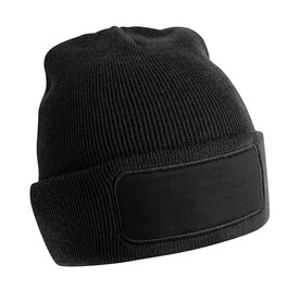 Beechfield Recycled Original Patch Beanie, Black, One Size bedrucken, Art.-Nr. 966691010