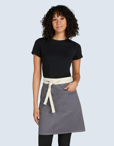 SG ACCESSORIES - BISTRO SANTORINI - Contrasted Bistro Apron with Pocket, Black, One Size bedrucken, Art.-Nr. 967591010