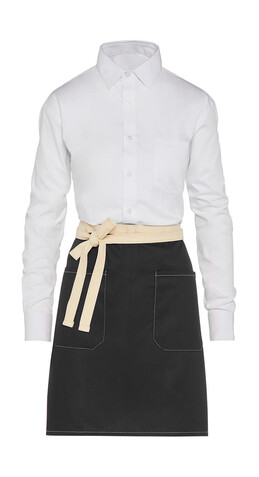 SG ACCESSORIES - BISTRO SANTORINI - Contrasted Bistro Apron with Pocket, Black, One Size bedrucken, Art.-Nr. 967591010
