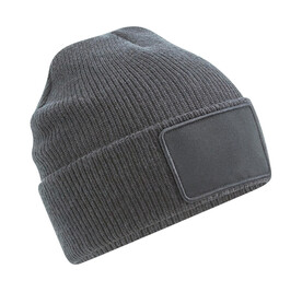 Beechfield Removable Patch Thinsulate™ Beanie, Black, One Size bedrucken, Art.-Nr. 974691010