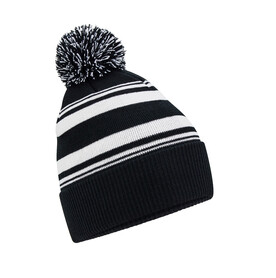 Beechfield Striped Fan Beanie, Black/White, One Size bedrucken, Art.-Nr. 984691500