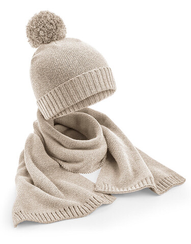 Beechfield Knitted Scarf and Beanie Gift Set, Light Grey Fleck, One Size bedrucken, Art.-Nr. 986691190 Beechfield Knitted Scarf and Beanie Gift Set, Light Grey Fleck, One Size bedrucken, Art.-Nr. 986691190