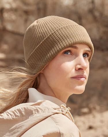 Beechfield Polylana® Ribbed Beanie, Biscuit, One Size bedrucken, Art.-Nr. 991690110