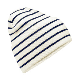 Beechfield Original Deep Cuffed Striped Beanie, Soft White/French Navy, One Size bedrucken, Art.-Nr. 994690620