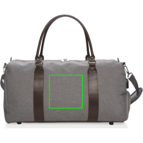 Wochenendtasche mit USB A-Ausgang grau bedrucken, Art.-Nr. P707.052