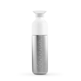 Dopper Solid Steel (490 ml) + Flip Straw – silber/weiß bedrucken, Art.-Nr. 325999266_1396789