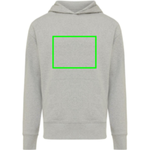 IQONIQ Yoho Relax-Hoodie aus recycelter Baumwolle heather grey bedrucken, Art.-Nr. T9402.013.XS