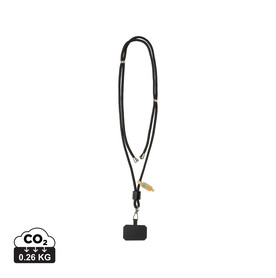 CarryLoop verstellbares Handyband aus RCS rec. PET schwarz bedrucken, Art.-Nr. P302.8101