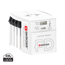 SKROSS World Travel Adapter MUV 65W PD mit USB-C-Kabel weiß bedrucken, Art.-Nr. RB1.302976