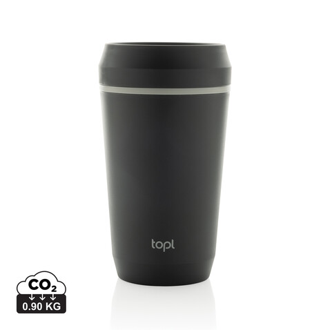 Topl-Becher aus rec. Kunststoff mit 360-Grad-Deckel 354ml grau bedrucken, Art.-Nr. RBTGP12CH