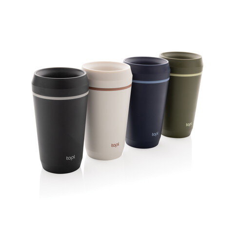 Topl-Becher aus rec. Kunststoff mit 360-Grad-Deckel 354ml navy blau bedrucken, Art.-Nr. RBTGP12NA