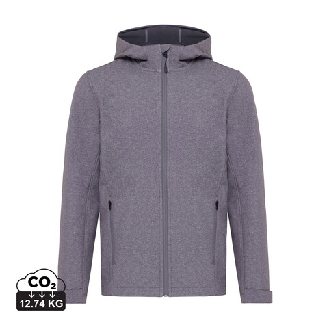 IQONIQ Makalu Herren Softshelljacke aus recyceltem Polyester vulcano heather grey bedrucken, Art.-Nr. T1700.028.XXL