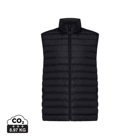 IQONIQ Meru Herren Bodywarmer aus recyceltem Polyester schwarz bedrucken, Art.-Nr. T1702.001.4XL