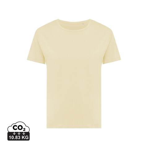IQONIQ Yala Damen T-Shirt aus recycelter Baumwolle cream yellow bedrucken, Art.-Nr. T4100.036.XXS