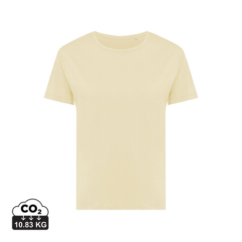 IQONIQ Yala Damen T-Shirt aus recycelter Baumwolle cream yellow bedrucken, Art.-Nr. T4100.036.XXL