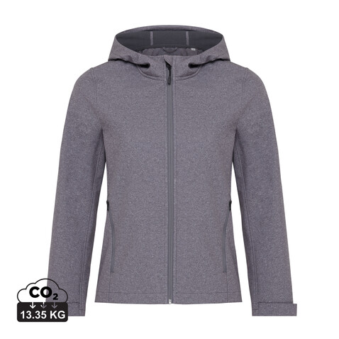 IQONIQ Makalu Damen Softshelljacke aus recyceltem Polyester vulcano heather grey bedrucken, Art.-Nr. T4700.028.XXL