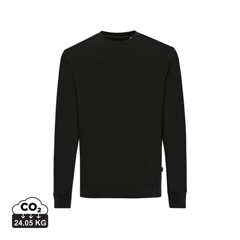 IQONIQ Zion Rundhals-Sweater aus recycelter Baumwolle schwarz bedrucken, Art.-Nr. T9300.001.4XL