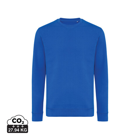 IQONIQ Zion Rundhals-Sweater aus recycelter Baumwolle Königsblau bedrucken, Art.-Nr. T9300.025.XL